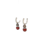 14k White Gold  Chocolate Diamond, Orange Sapphire and Round Diamond Total Weight .50ct Earrings